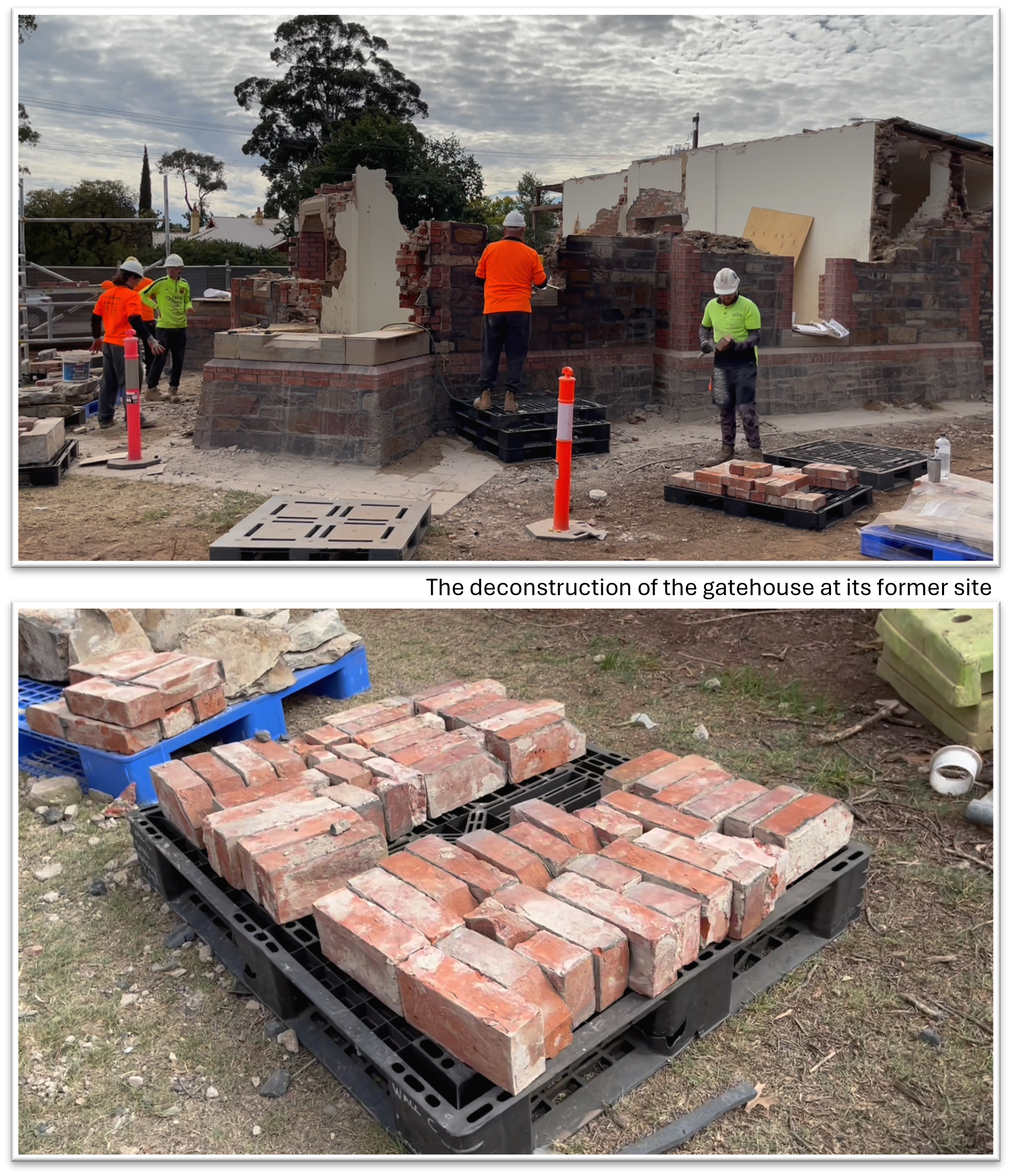 the deconstruction of the gatehouse at its former site