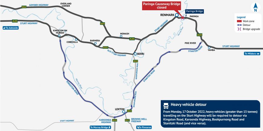 Sturt Highway - heavy vehicle detour