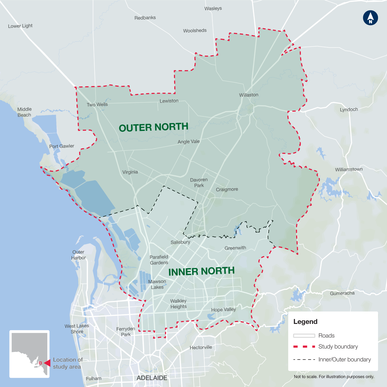 Adelaide North Transport Study area