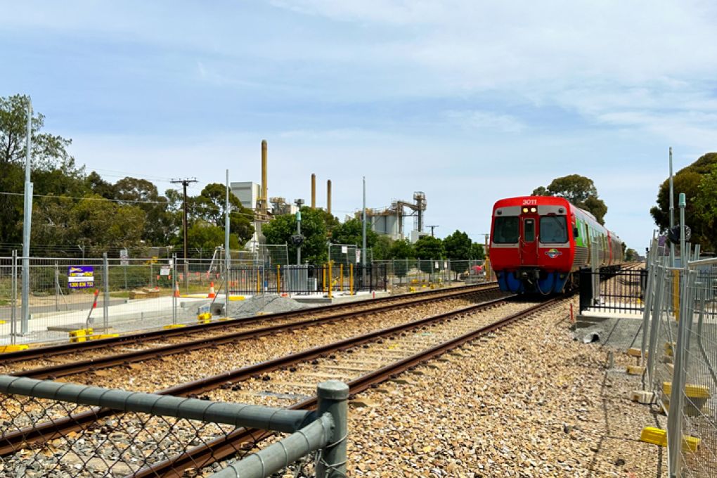 an image looking down the track at the crossing upgrade