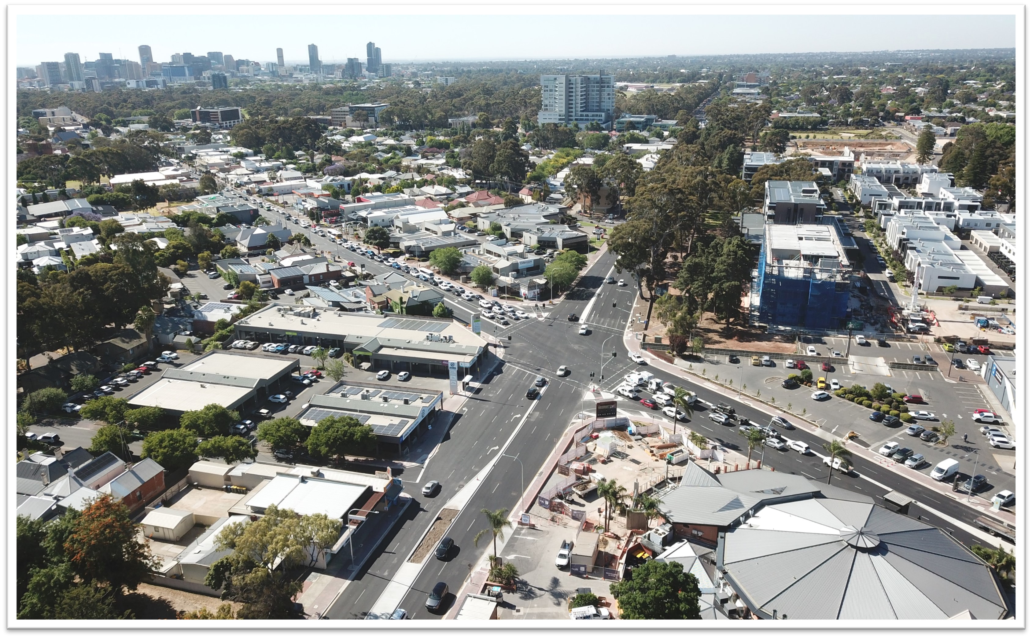 Drone vision of the intersection 